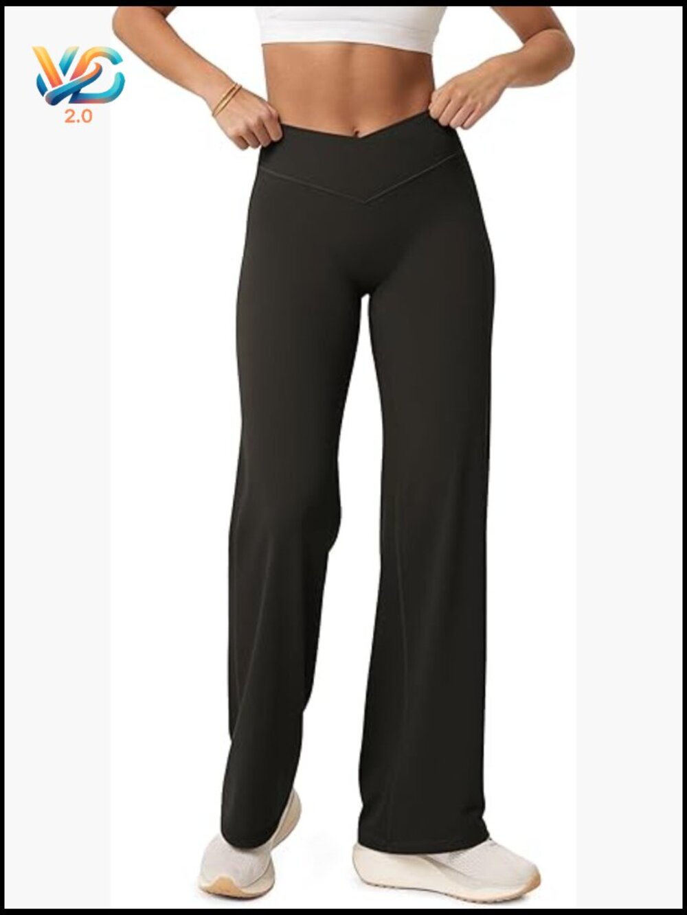 High Waist Crossover Straight Leg Yoga Pants with Hidden Scrunch Butt Lift